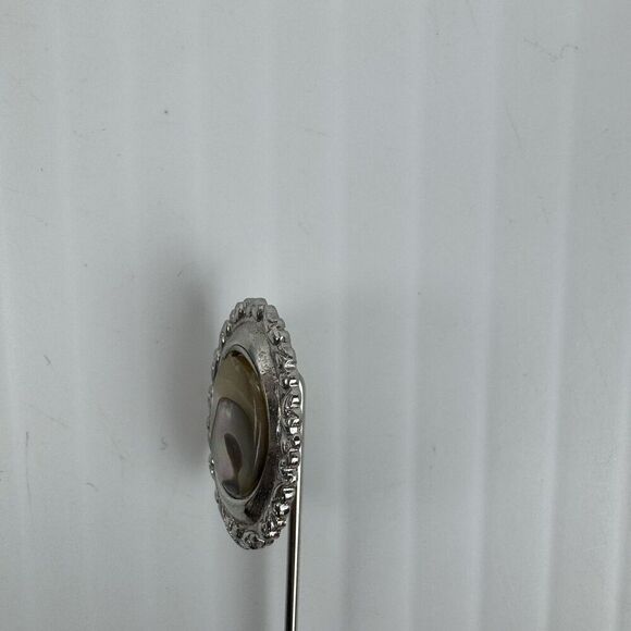 Vintage Abalone Shell Design Stickpin Silver Tone Setting - Picture 5 of 6